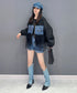 Denim Corset Tulle Layered Jacket